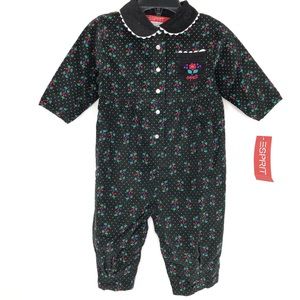 Esprit Baby Christmas Floral Black Romper Size 12M
